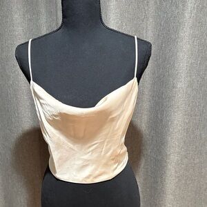 Classic Cream Cowl Neck Satin Cami Top
